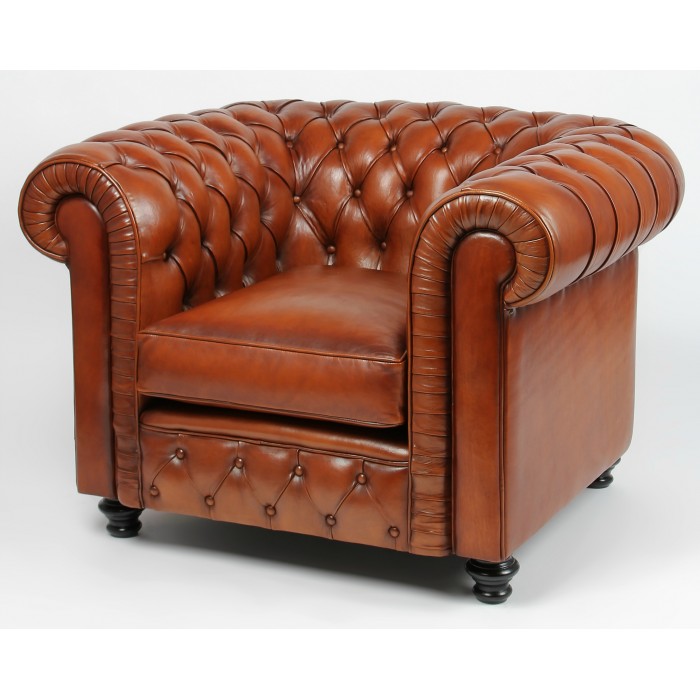 Aas zonsopkomst bovenstaand Armchair Chesterfield full-grain leather - Fauteuil Club Armchair